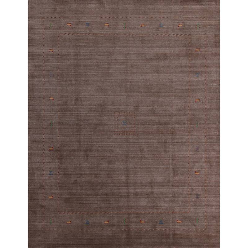 Hand Knotted Oriental 100% Wool Carpet Tribal Animal Pictorial Brown Gabbeh Area Rug - 9' 9'' X 8' 0''