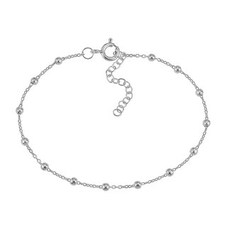 Ruby beaded chain crystal bracelet in 925 sterling silver 6 with 2 adjustable extender