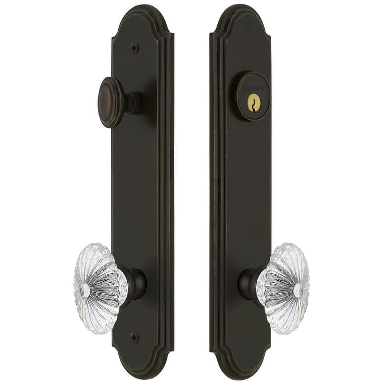 Grandeur Arc Solid Brass Tall Plate Single Cylinder Keyed Entry Set