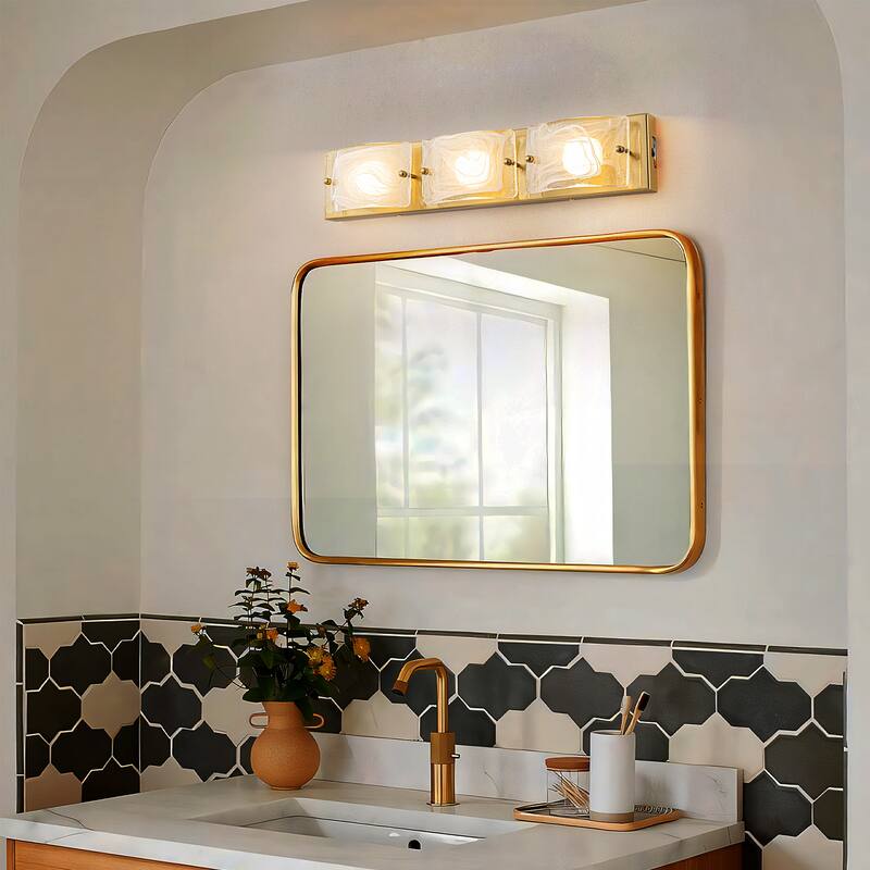 3-Light Modern Glass Bathroom Vanity Light with Handcrafted Curved Cloud Glass