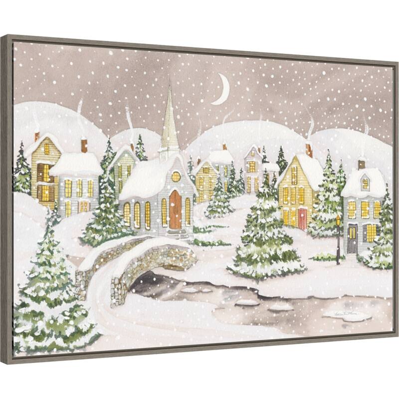 All is Calm All is Bright Light by Kathleen Parr McKenna Canvas Art Framed - 33 x 23 in