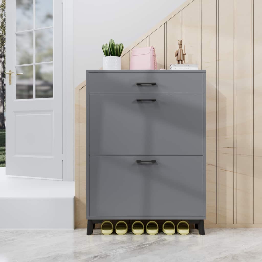 Entryway Shoe Storage Cabinet with Hidden Shoe Rack & Sturdy MDF Frame for Entryway Organization