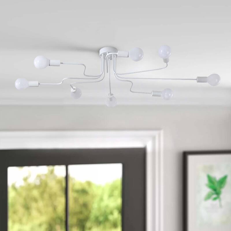 8 - Light Mid-Century Modern Industrial Spider Shape Circuit Board Semi-Flush Mount