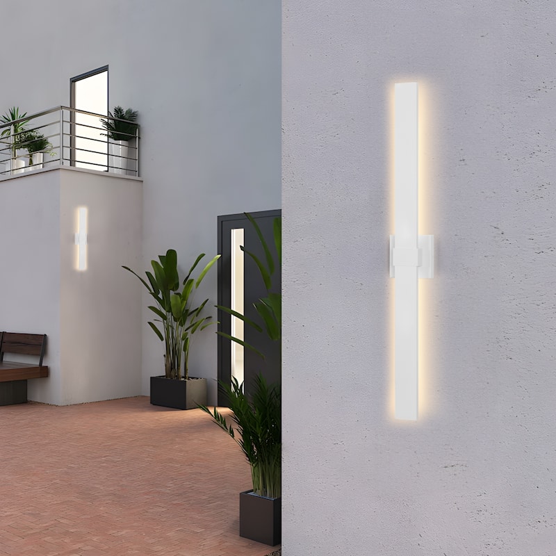 47.2"H Black/White Aluminum LED Outdoor Wall Sconce(Pack 2 or 3)