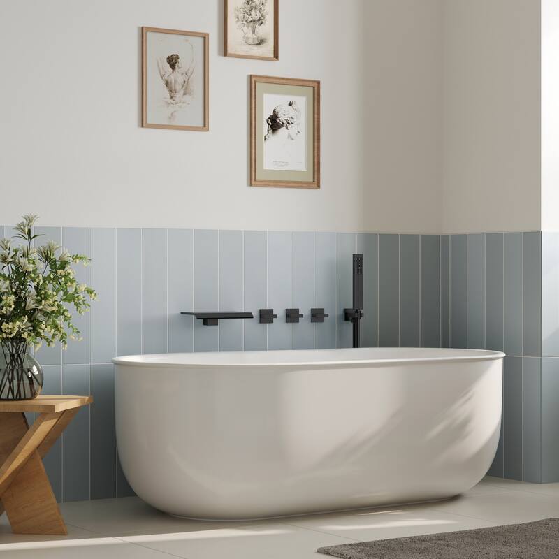 GRANDJOY Wall Mounted 3-Handle Tub Shower Faucet with Handheld Shower and Waterfall Tub Spout