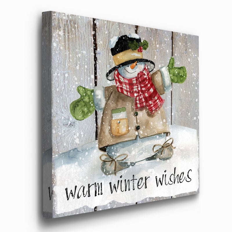 Winter Wishes Snowman-Premium Gallery Wrapped Canvas - Ready to Hang