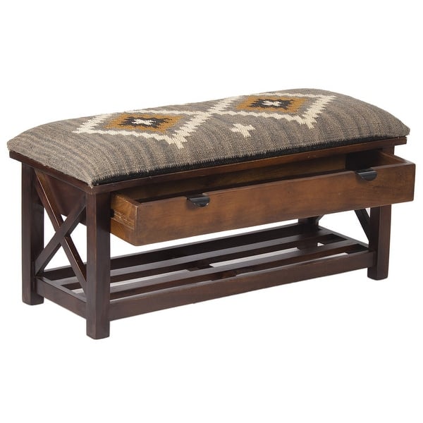 HERAT ORIENTAL Handmade Kilim Upholstered Storage Bench Bed Bath