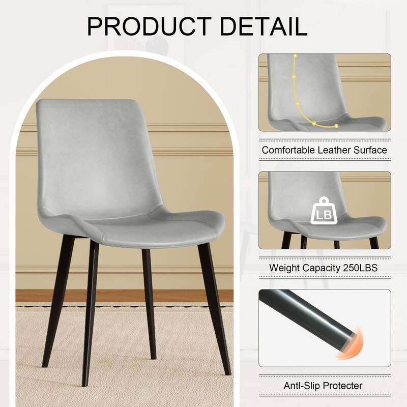 Modern 4-Piece Dining Chair Set - Ergonomic PU Leather & Sturdy Steel Legs