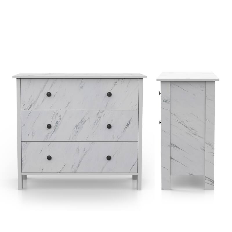 DH BASIC Transitional 34-inch Wide 3-Drawer Neutral Youth Dresser by Denhour