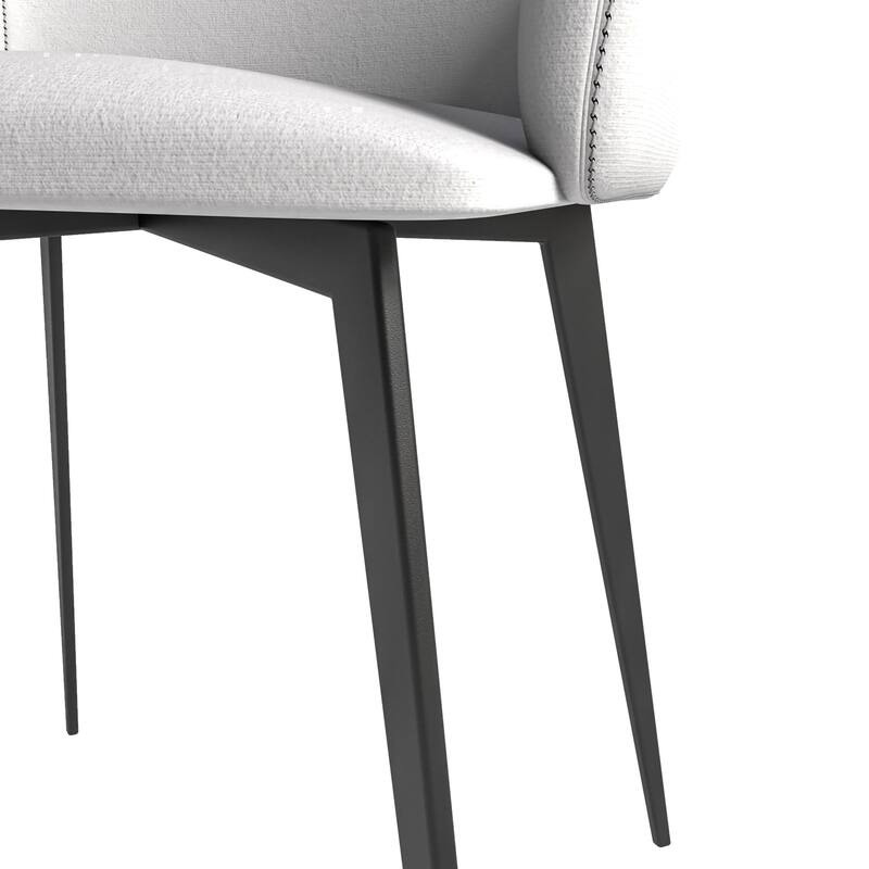 Sonnet Dining Chair with Upholstered Seat and Arms in Black Metal by LeisureMod