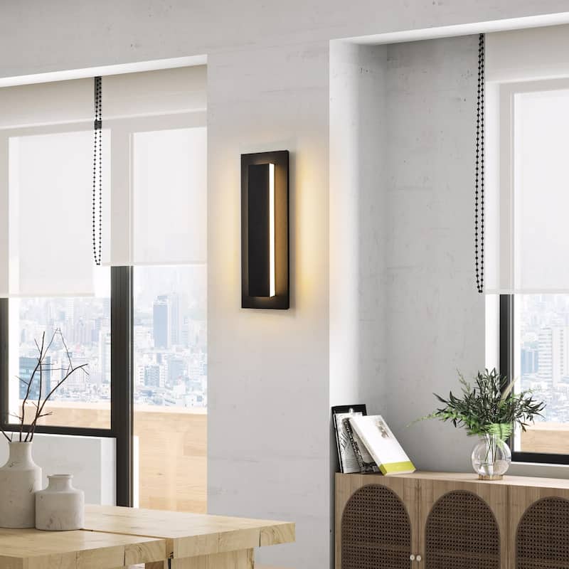 Aluminum Modern Black Rectangular Linear Outdoor Wall Lights Dimmable LED Wall Sconce