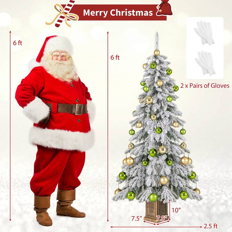 Costway 1 PCS 6 FT Artificial Xmas Tree Hinged Christmas Tree with 589 - 1 PCS