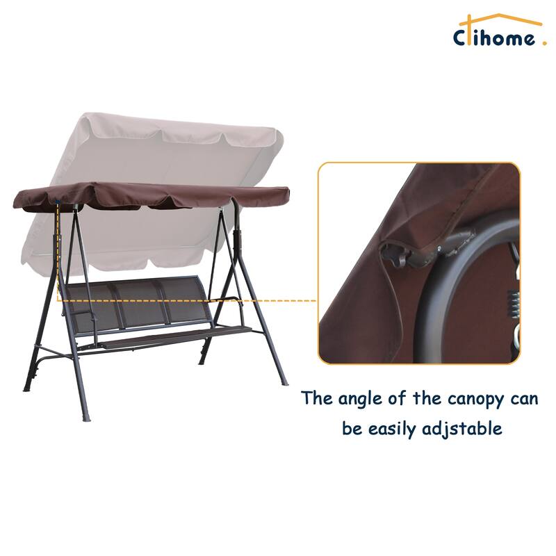 Clihome 3 Person Outdoor Textilene Porch Swing