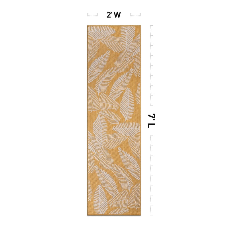 World Rug Gallery Distressed Palm Leaves Textured Flat Weave Indoor/Outdoor Area Rug