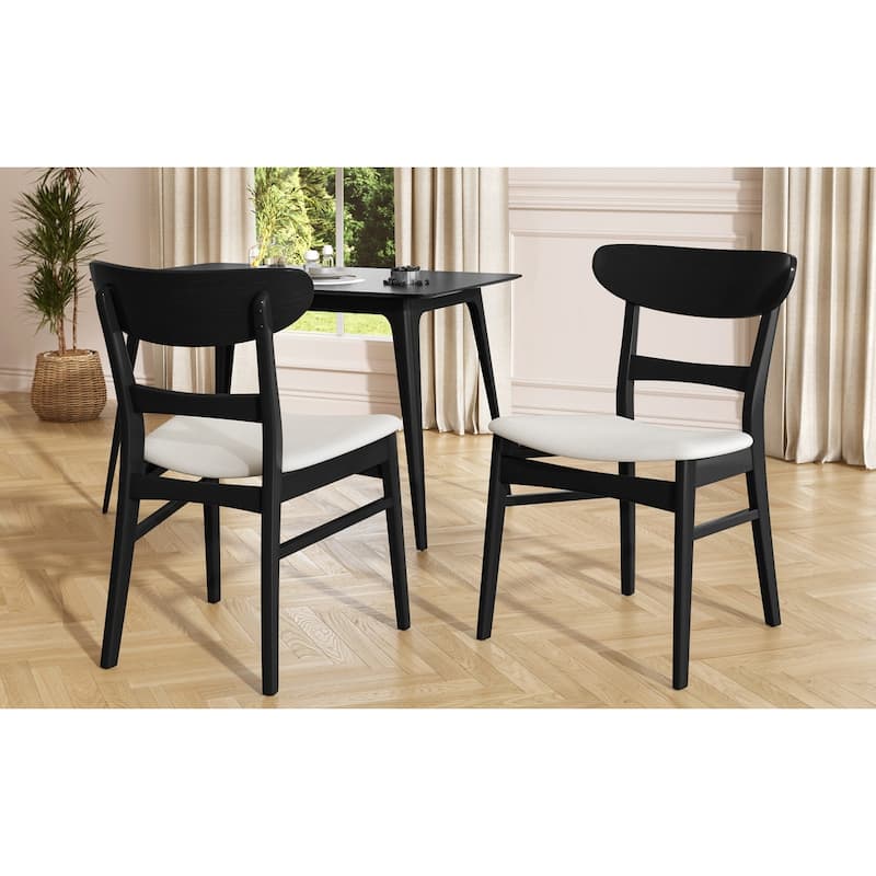 Stylish Set of Two Mid-Century Dining Chairs with Upholstery and Sturdy Legs