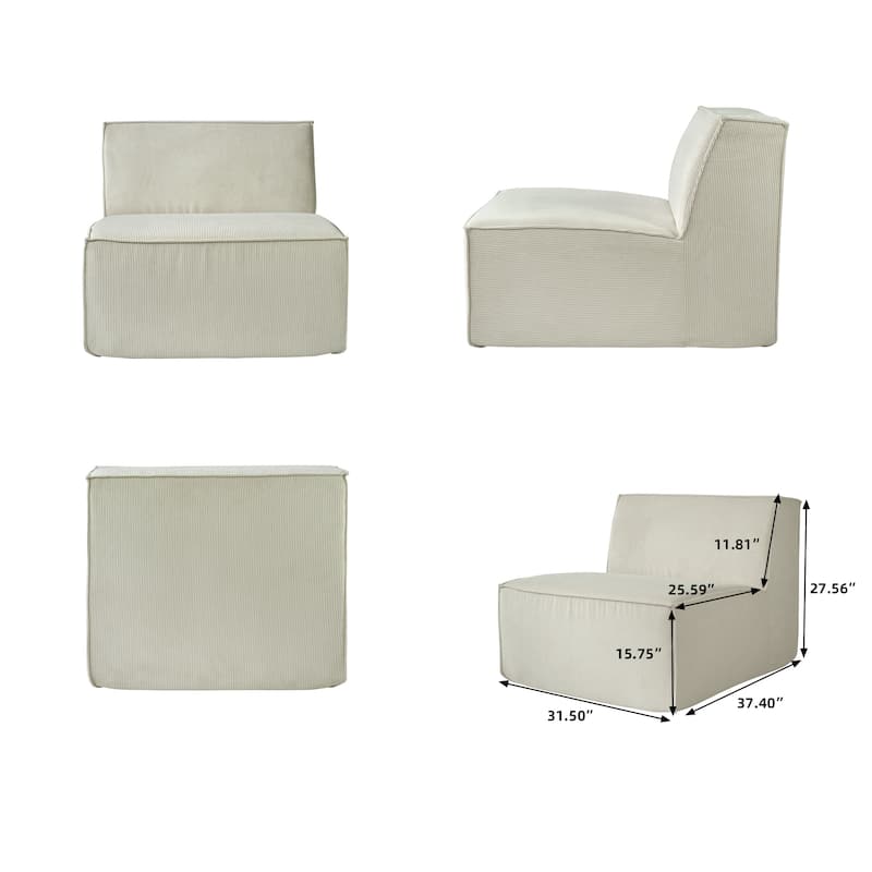 Modern Modular Sectional Sofa with 3 Pillows, Convertible Living Room Couch with Ottomans