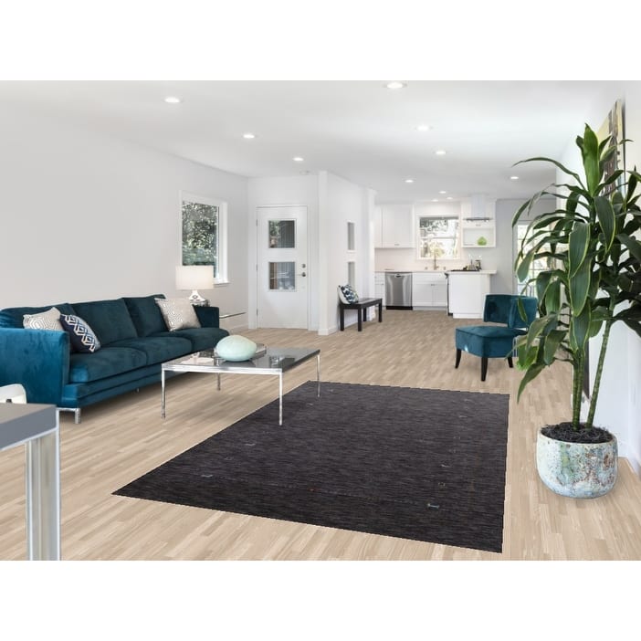 Gabbeh Indian Area Rug Hand-Knotted Grey Wool Carpet - 5'0" x 7'10"