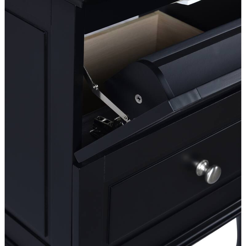 Roomfitters 24" Vanity with Ceramic Sink, Solid Wood Cabinet with 2 Drawers, Modern Freestanding Bathroom Unit, Black