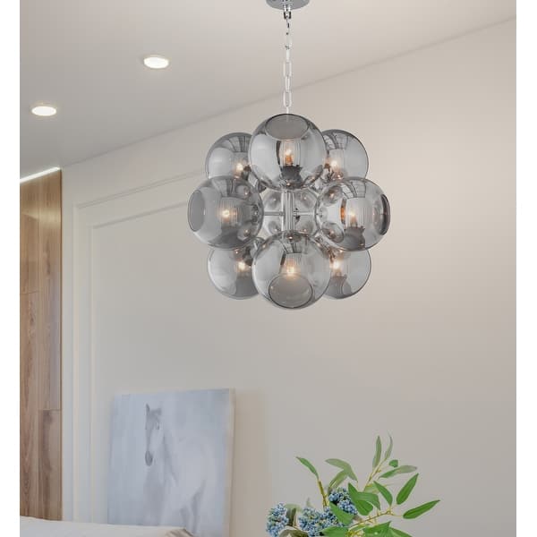 slide 2 of 11, 9 - Light Sputnik Sphere Chandelier Modern Smoked Glass Globe Lamp Smoked Glass