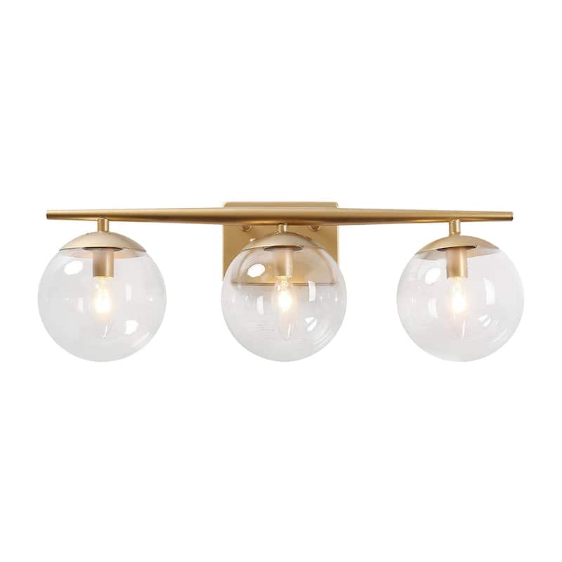 Mid-century Gold 3-Light Clear Glass Linear Vanity Light