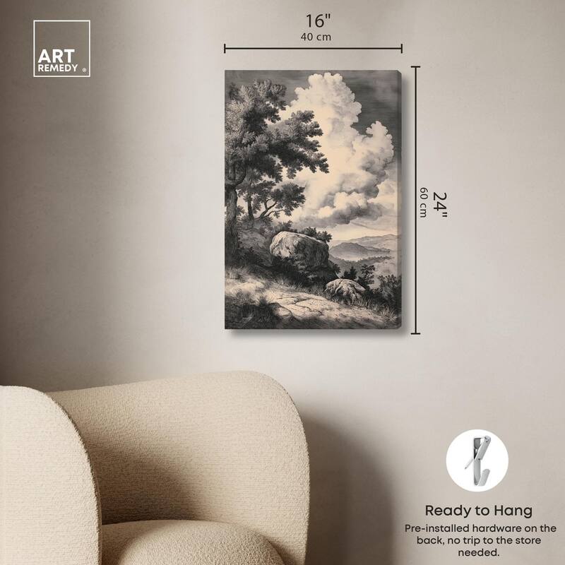 Chiaroscuro Cliffs Canvas by Art Remedy, Gallery Wrapped