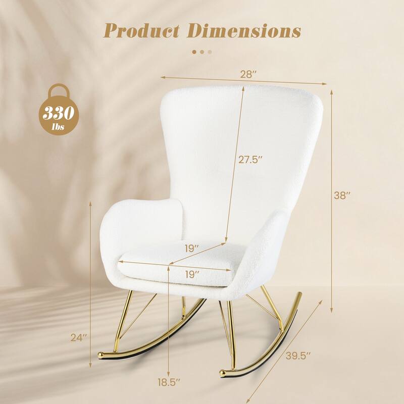 Gymax Nursery Rocking Chair w/ Curved Backrest & Armrests Detachable