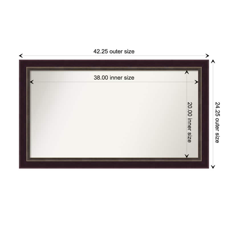 Signore Bronze Framed Non-Beveled Custom Wall Mirror, Bathroom Vanity Mirror - Outer Size: 42.25 x 24.25