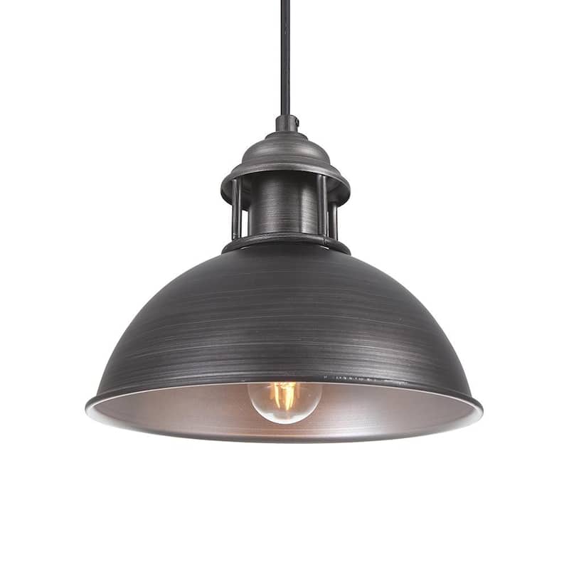 1-light Pot Lid Industrial Dome Pendant Lighting Antique Silver