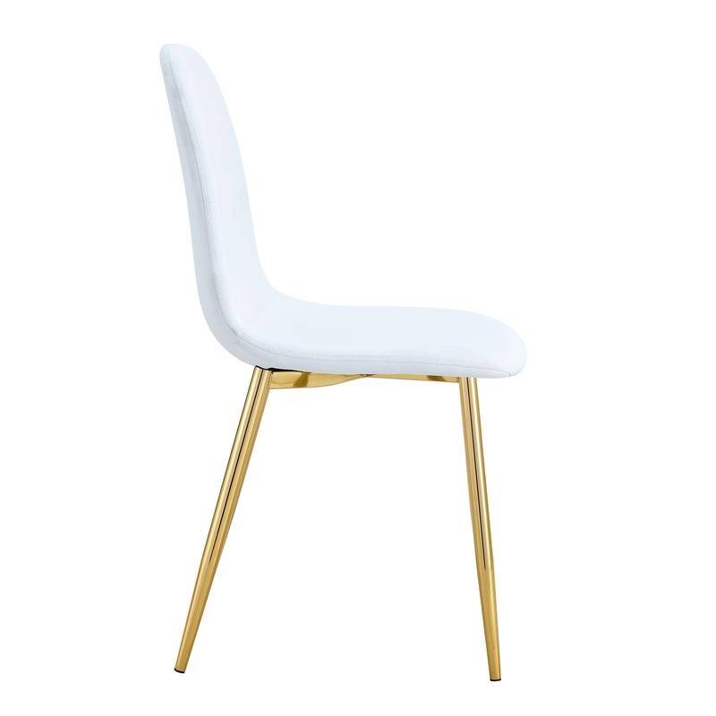 Set of 4 Modern Dining Chairs - Breathable Linen-Cotton Upholstery & Sturdy Integrated Metal Legs