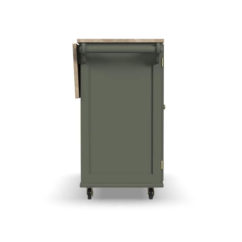 Dolly Madison Green Wood Kitchen Cart - 54" x 36" x 29"