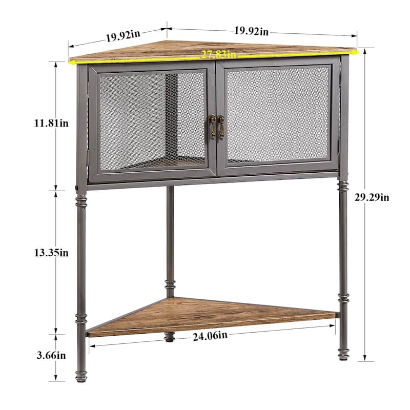 Javlergo Corner Table with Drawer and Storage Shelf - 19.92" x 19.92" x 29.29"