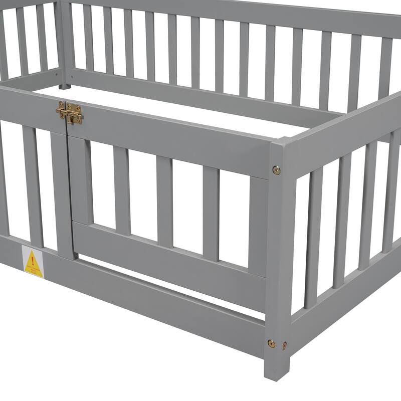 Full House-Shaped Headboard Floor Bed with Fence