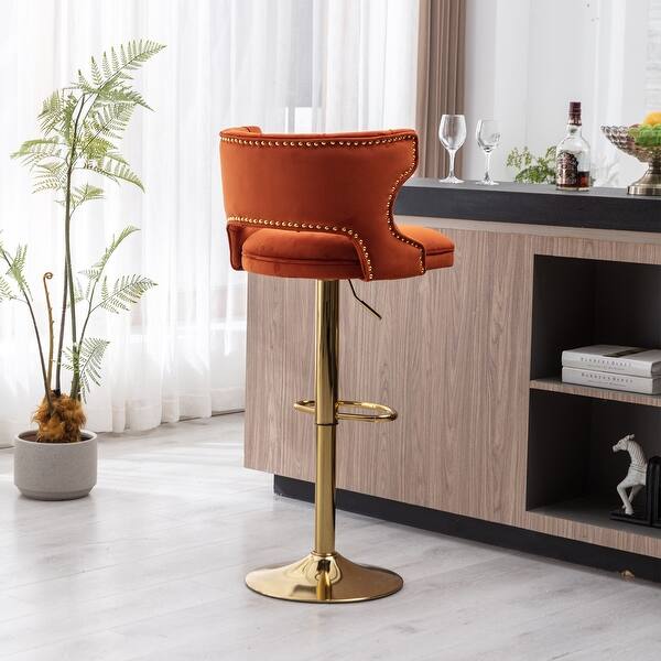 2-Piece Velvet Upolstered Counter Height Dining Chairs Bar Stools