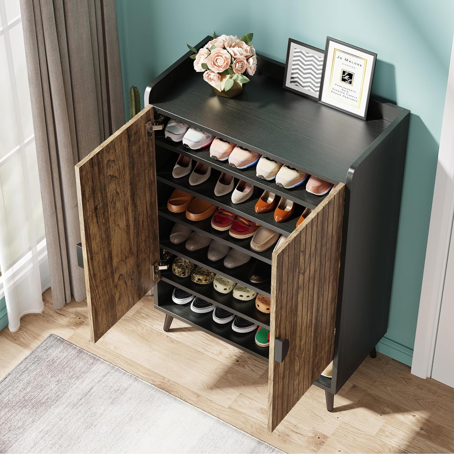 Shoe Cabinet with Doors Entryway Shoe Storage Cabinet with Adjustable Shelves 29.6 L x 13.8 D x 43.3 H Bed Bath Beyond 36544400