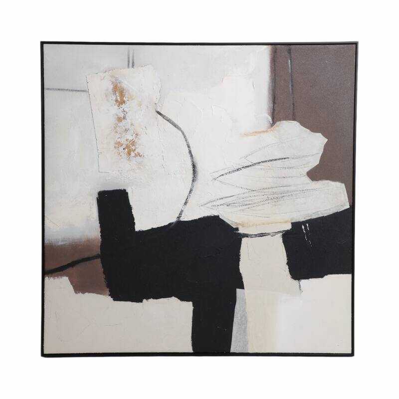 Canvas Art Wood Frame Abstract Modern Design - 40" Black, Brown