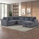 preview thumbnail 11 of 18, Ruxley 123"W Corduroy Sleeper Sectional Sofa with Right-Facing Storage Chaise and Throw Pillows Gray