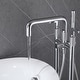 preview thumbnail 6 of 12, 33" H Solid Brass Floor Mounted Freestanding Tub Faucet with Hand Shower and Diverter