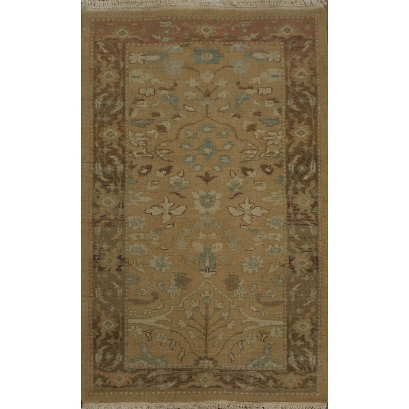Hand Knotted Oriental 100% Wool Carpet Traditional All-Over Brown Ziegler Area Rug - 3' 10'' X 2' 1''