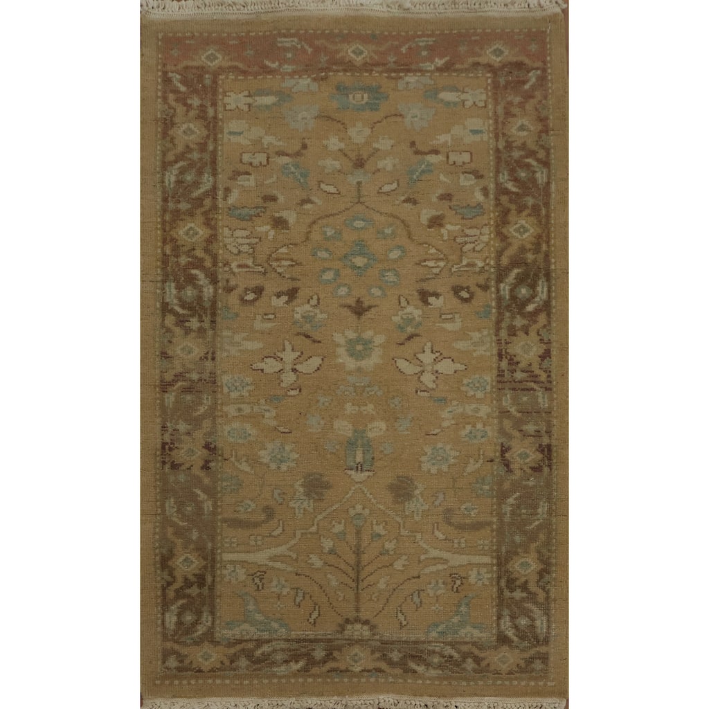 Hand Knotted Oriental 100% Wool Carpet Traditional All-Over Brown Ziegler Area Rug - 3' 10'' X 2' 1''