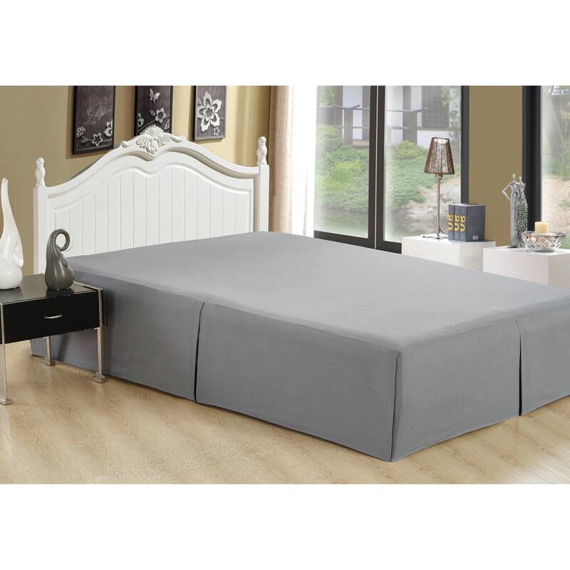 Marina Decoration Soft Hotel Quality All Season Deep Pocket Dust Ruffle 16 Inch Drop Solid Tailored Rayon from Bamboo Bed Skirt - Grey - King