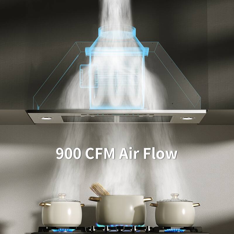 HisoHu 30/36 inch 900 CFM Ducted Insert Range Hood in Stainless Steel