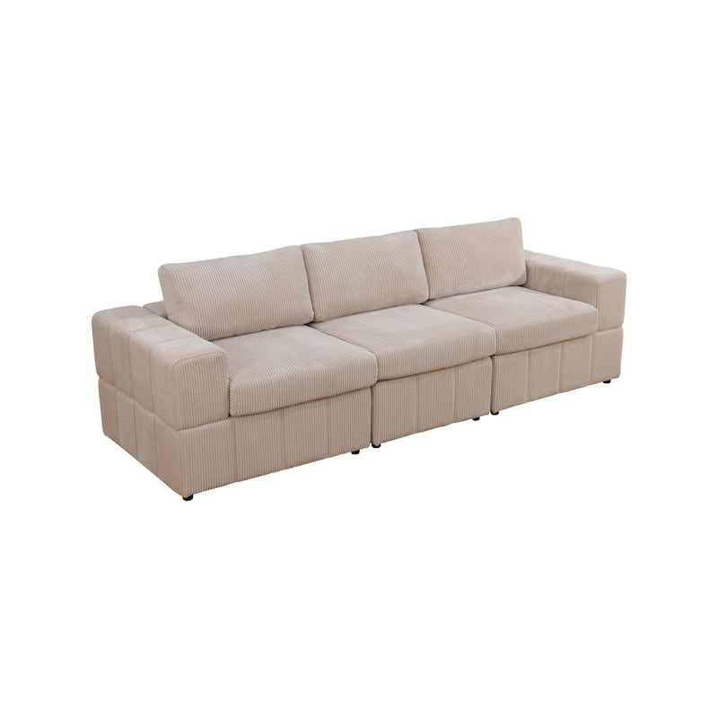 104'' Modern 5 Seaters Corduroy Sectional Sofa with 2 Ottomans, U-Shaped Modular Couch