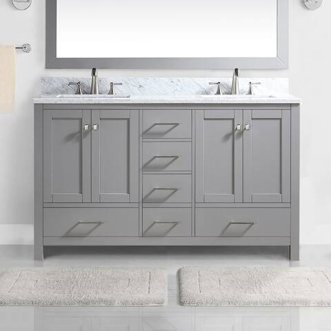 BATHLET 60 inch Grey Bathroom Vanity with Cultured Marble Top