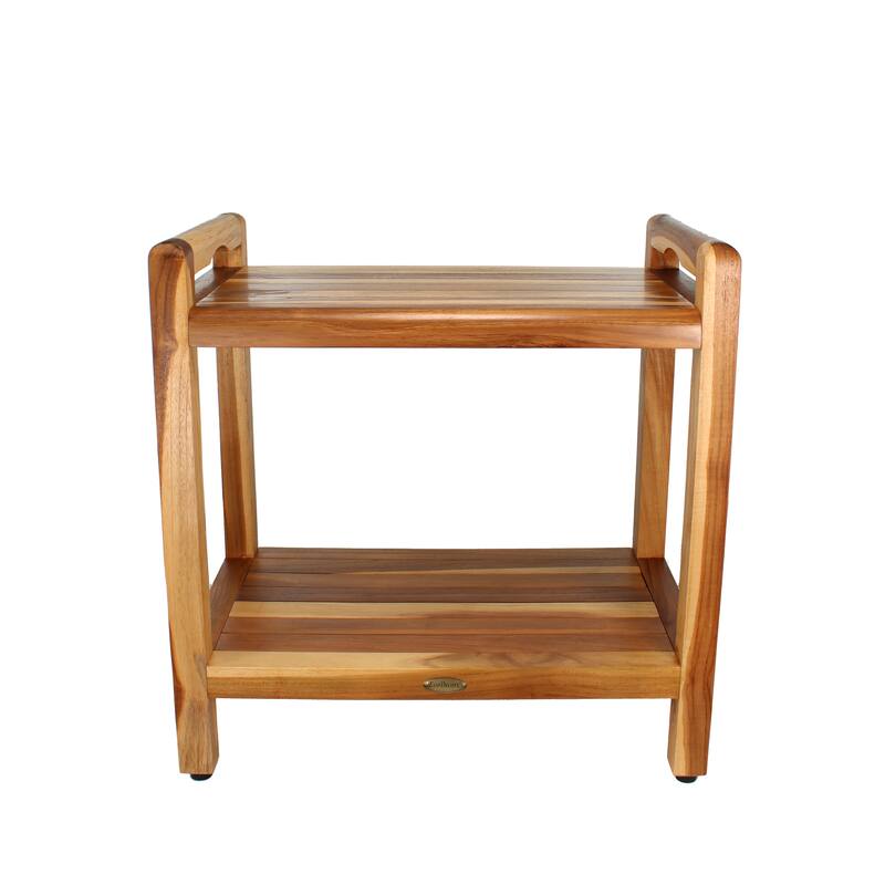 EcoDecors Eleganto EarthyTeak 24" Teak Shower Bench, LiftAide Arms