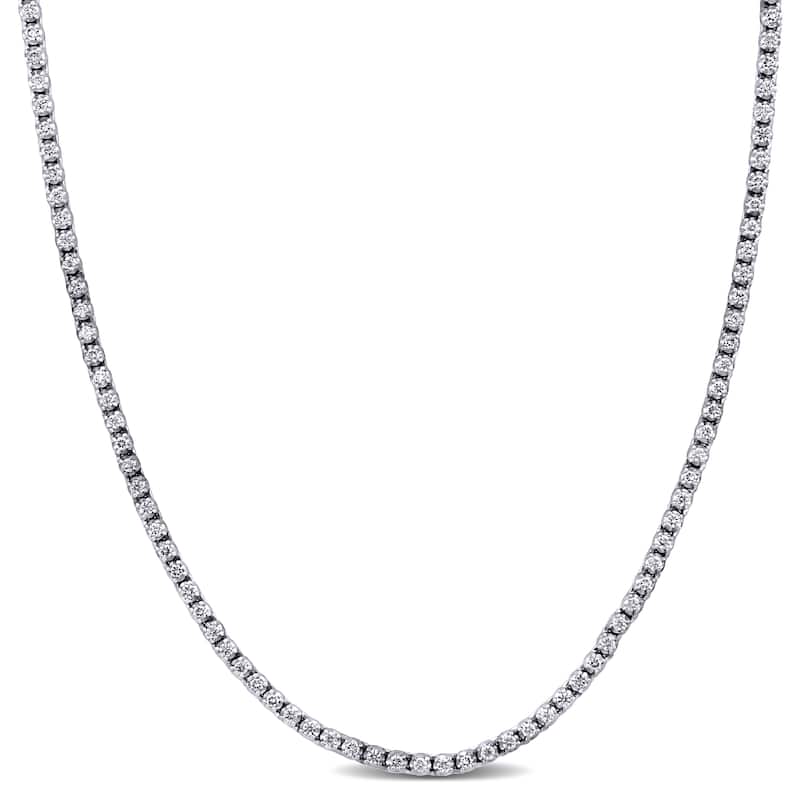 Miadora 6 5/8ct TDW Diamond Tennis Necklace in 14k White Gold - 18.5 in