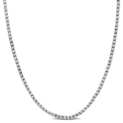 Miadora 6 5/8ct TDW Diamond Tennis Necklace in 14k White Gold - 18.5 in