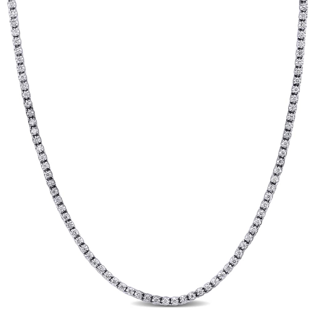 Miadora 6 5/8ct TDW Diamond Tennis Necklace in 14k White Gold - 18.5 in