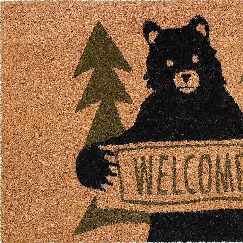 HomeRoots 24" X 36" Natural And Black Coir Bear Outdoor Door Mat - 24' X '36