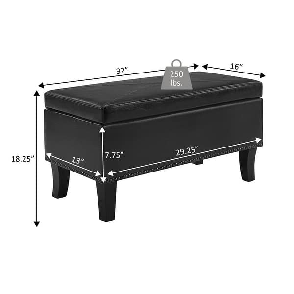 dimension image slide 1 of 4, Convenience Concepts Designs4Comfort Winslow Storage Ottoman Bench