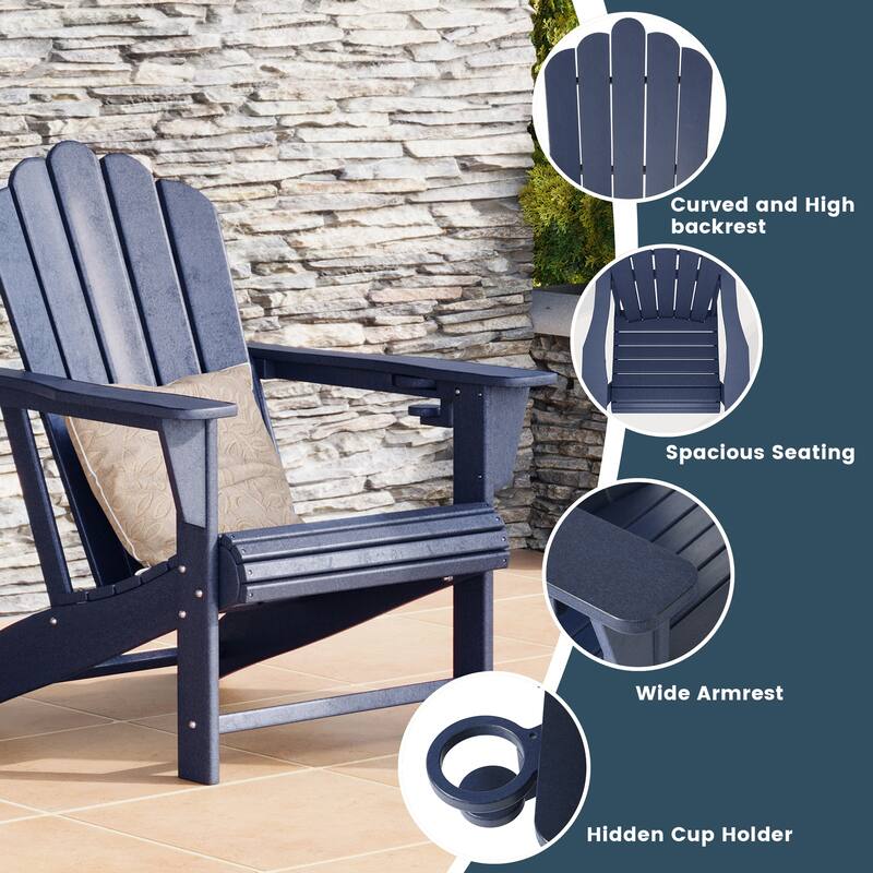 Aderson Outdoor Poly Adirondack Chairs with Cupholders (Set of 8)